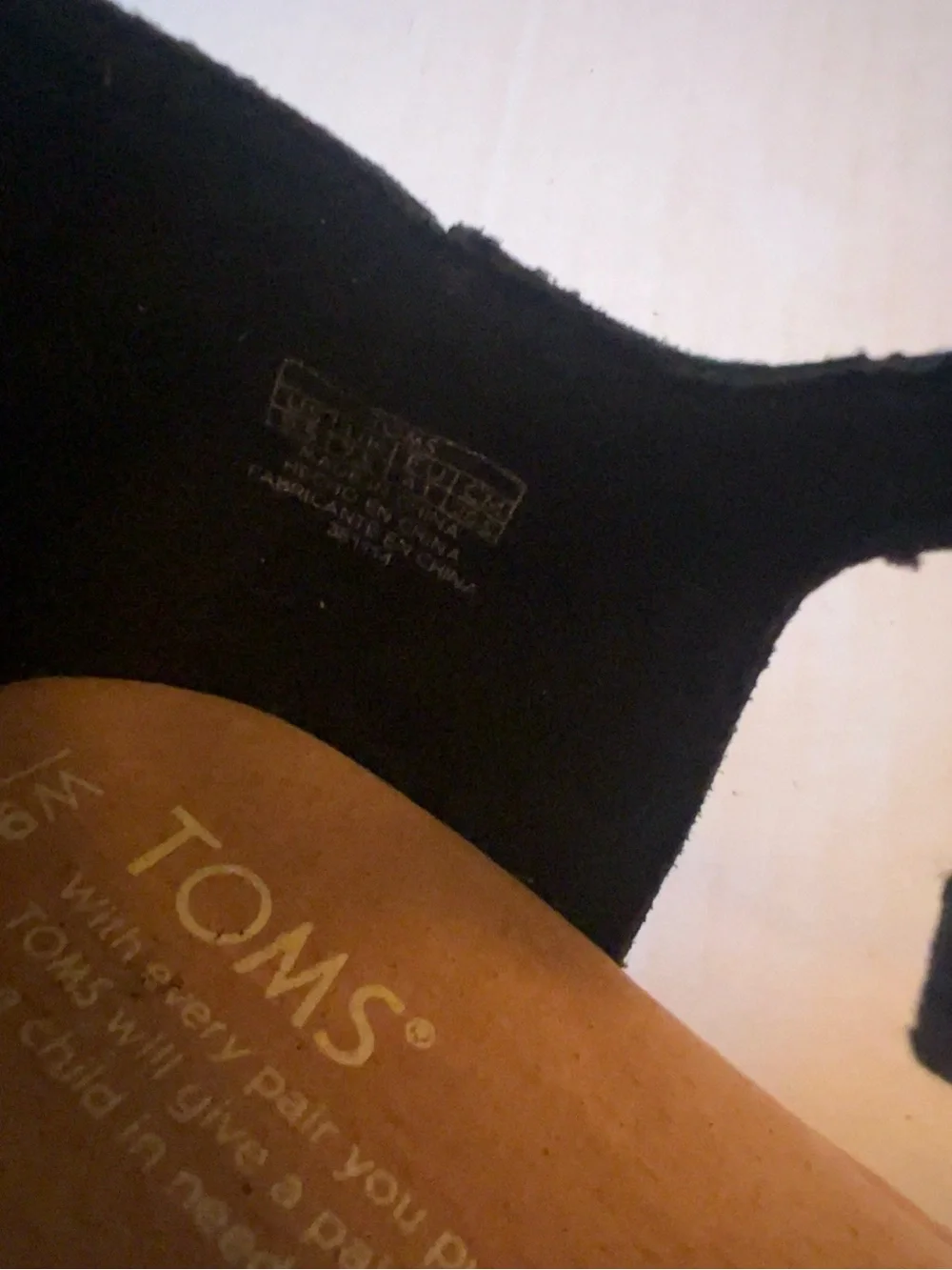 TOMS Black Suede Wedge Sandals Women’s 9.5 Braided Open Toe Cork Platform Ankle